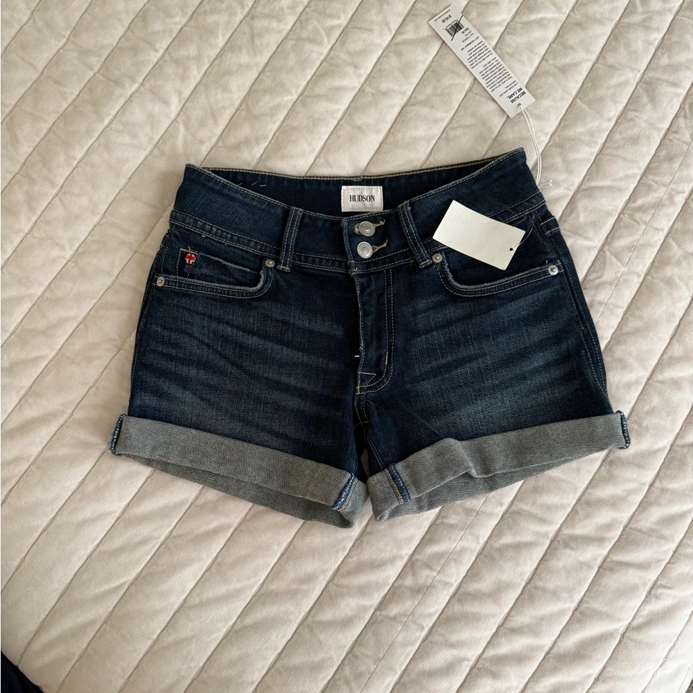 Hudson Jeans Blue Jean Shorts with Cuffed Hem